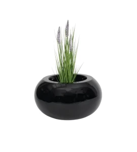 Donica okrągła 47 cm włókno szklane UFO CZARNA POŁYSK | 47x28 cm