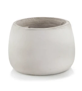 Donica okrągła ceramiczna 33 cm imitacja betonu JASNY SZARY | 33x23 cm