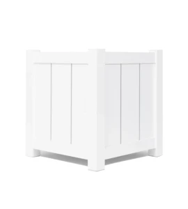 Donica metalowa biała Z DESECZKAMI| 37x37x40 cm