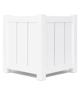 Donica metalowa biała Z DESECZKAMI | 77x77x75 cm