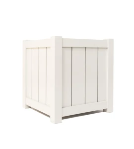 Donica metalowa beżowa Z DESECZKAMI| 37x37x40 cm