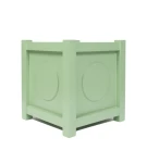 Donica metalowa pastelowa zieleń Z KÓŁKIEM| 37x37x40 cm