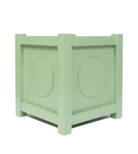 Donica metalowa pastelowa zieleń Z KÓŁKIEM| 50x50x50 cm