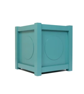 Donica metalowa turkusowa Z KÓŁKIEM| 37x37x40 cm