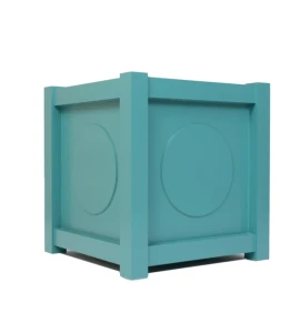 Donica metalowa turkusowa Z KÓŁKIEM| 50x50x50 cm