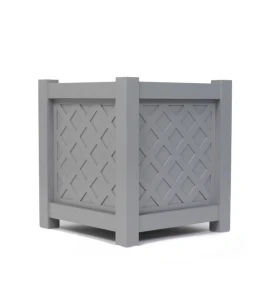 Donica metalowa jasny grafit Z KRATKĄ| 37x37x40 cm