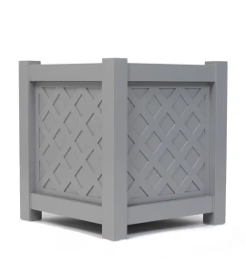 Donica metalowa jasny grafit Z KRATKĄ| 57x57x60 cm