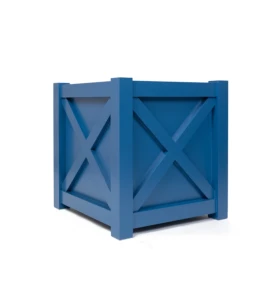 Donica metalowa niebieska Z KRZYŻYKIEM| 37x37x40 cm