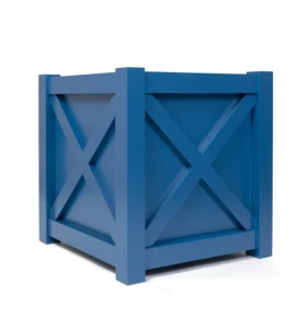 Donica metalowa niebieska Z KRZYŻYKIEM| 57x57x60 cm