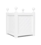 Donica metalowa biała Z KRATKĄ + KULKA | 37x37x40 cm