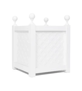 Donica metalowa biała Z KRATKĄ + KULKA | 37x37x40 cm