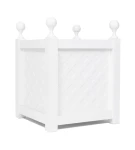 Duża biała donica metalowa Z KRATKĄ + KULKA | 50x50x50 cm