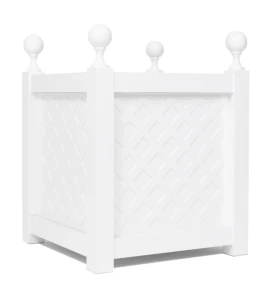 Donica metalowa biała Z KRATKĄ+ KULKA | 57x57x60 cm