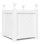 Donica metalowa biała Z KRATKĄ+KULKA | 77x77x75 cm