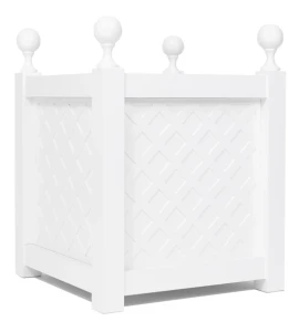 Donica metalowa biała Z KRATKĄ+KULKA | 77x77x75 cm