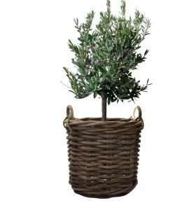 Donica rattanowa duża okrągła GRUBY RATTAN| 50x45 cm