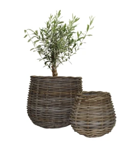 ZESTAW Donica rattanowa okrągła KUBEŁEK | 36/25 cm