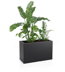 Duża donica plastikowa prostokątna Lungo Maxi CZARNA | 80x50 cm