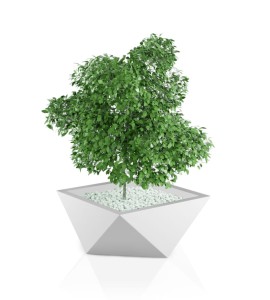 Donica ogrodowa biała geometryczna Vendetta | 65x65 cm