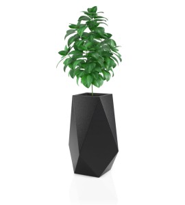 Donica wysoka geometryczna 80 cm Volcano CZARNA | 42x80 cm