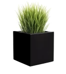 Donica kwadratowa 40 cm z włókna szklanego CZARNA | 40x40 cm