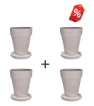 ZESTAW 4x donica z terakoty XL + podstawka GRANIT | 39x45 cm 