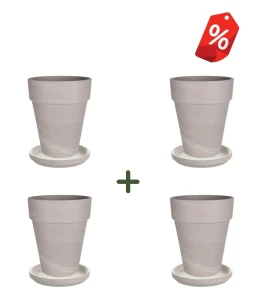 ZESTAW 4x donica z terakoty XL + podstawka GRANIT | 39x45 cm 