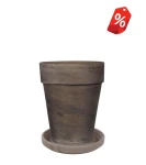 ZESTAW donica z terakoty XL + podstawka Basalt | 45x52 cm