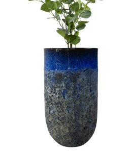 Donica ceramiczna wysoka 44 cm Atlantis NIEBIESKA | 26x44 cm