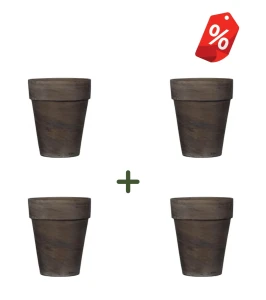 ZESTAW 4x donica z terakoty XL Basalt | 51x61 cm