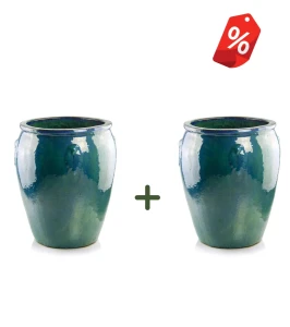 ZESTAW 2x donica ceramiczna szkliwiona dzban 79 cm TURKUSOWA| 62x79 cm