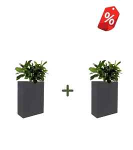 ZESTAW 2x donica prostokątna wysoka 75 cm włókno szklane ANTRACYT MAT | 55x75 cm