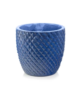 Donica ceramiczna szkliwiona Flora 3D NIEBIESKA | 47x40