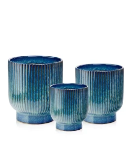 Zestaw Donica ozdobna do salonu NIEBIESKA | 19/24/29 cm
