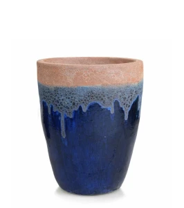 Donica ogrodowa ceramiczna 35 cm niebieska Atlantis NIEBIESKA | 35x45 cm