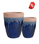 ZESTAW Duże donice ogrodowe ceramiczne niebieskie Atlantis | 45/55 cm