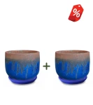 ZESTAW 2x Donica misa ceramiczna z podstawką 49 cm Atlantis NIEBIESKA | 49x40 cm