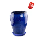 Donica ceramiczna z podstawką dzban 49 cm NIEBIESKA | 49x48 cm