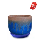 Donica misa ceramiczna z podstawką 28 cm Atlantis NIEBIESKA | 28x22 cm