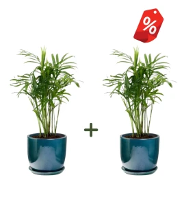 ZESTAW 2x donica ceramiczna szkliwiona okrągła 50 cm TURKUSOWA | 50x43 cm