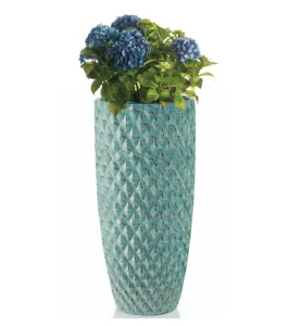 Duża donica ogrodowa ceramiczna TURKUSOWA 3D | 38x80 cm