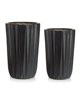 Zestaw Donice wysokie ceramiczne do salonu CZARNY MAT | 56/59 cm