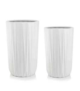 Zestaw Donice wysokie ceramiczne do salonu BIAŁE | 56/59 cm
