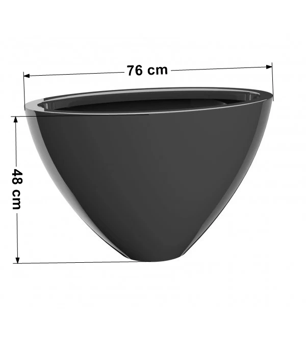 donica owalna czarna 76x48cm